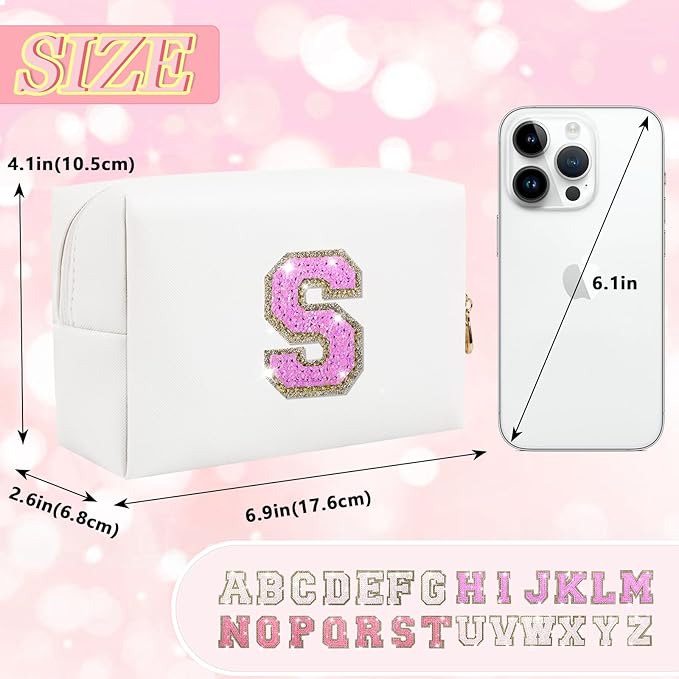 Personalized initial letter makeup bag,