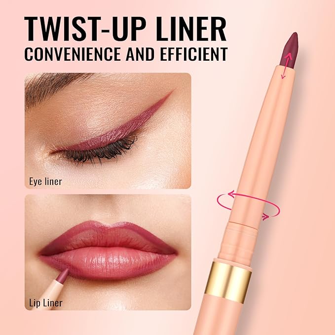 Oulac Waterproof Lipliner Pencil Set - Smooth and Creamy, Retractable Lip Makeup for Precision Application, Vegan & Cruelty-Free, 02+05+06