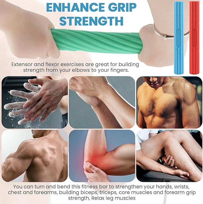 3pcs Flex Bar Tennis Elbow Therapy Bar 3 Resistance