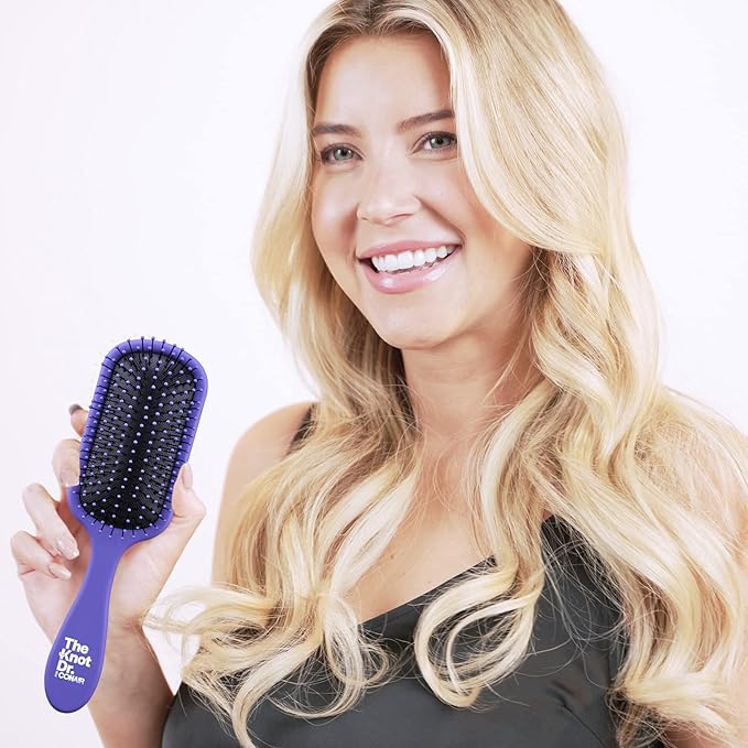 The Knot Dr. hair brush by Conair - Detangling hair brush - Removes Knots and Tangles in wet or dry hair - curly hair brush - Purple