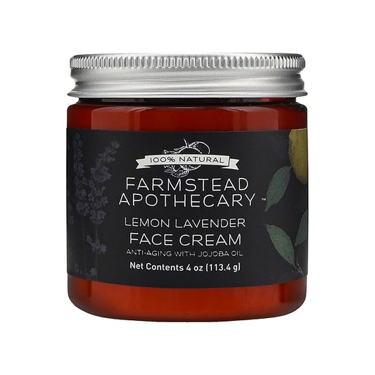 Farmstead Apothecary 100% Natural Anti-Aging Face Cream with Jojoba Oil, 4 oz (Lemon Lavender)