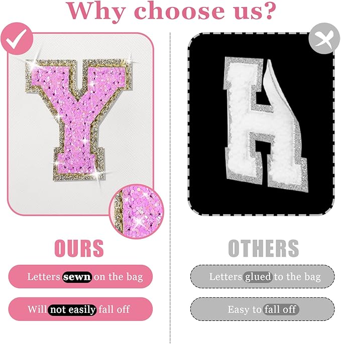 Initial letter patch makeup bag,