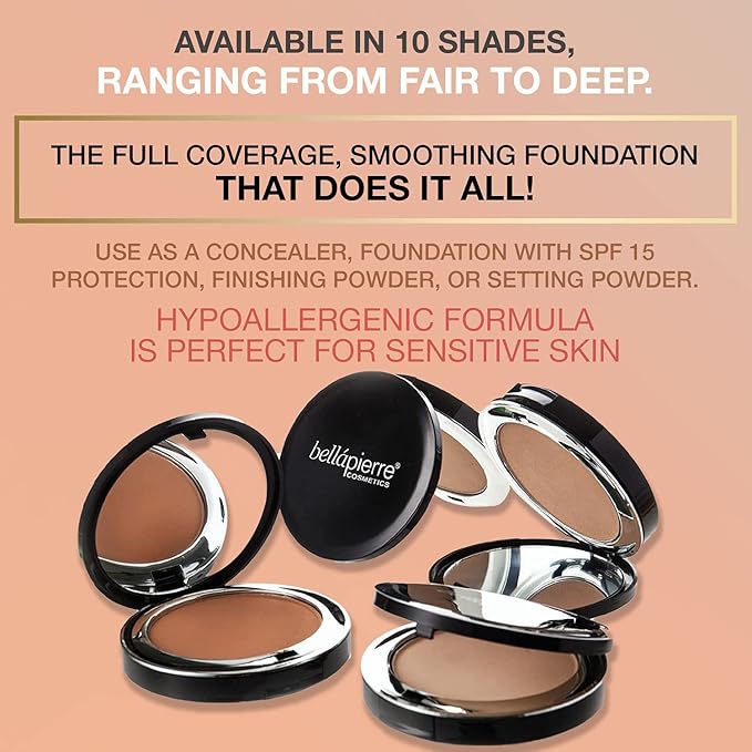 bellapierre Compact Mineral Foundation SPF 15 | Vegan Double Cocoa 35 Oz
