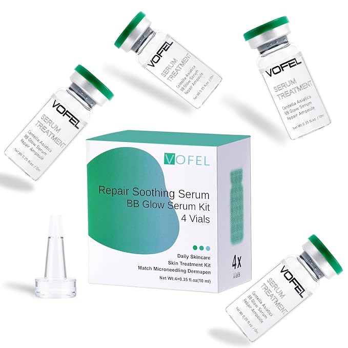 Centella Asiatica Serum for Face with Hyaluronic Acid Repair and Centella Serum for Face Moisturizer 0.35 oz 4 Vials Serum Ampoule Set (4pc repair kit)