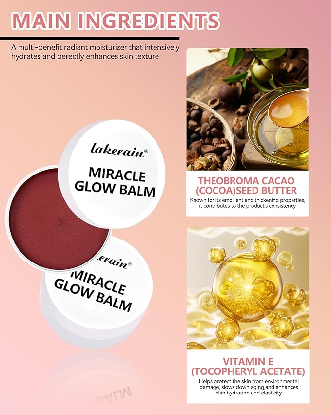 Multi Glow Balm,Miracle Glow Balm Tinted Face Creamy Blush for Women Cheek Lip Eye,Hydrating Lightweight & Blendable Color,Shimmer Blusher Facial Makeup,Mother's Day Gift for Women Girl-01Natural