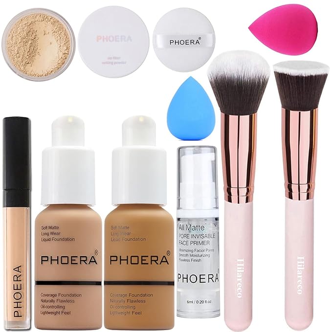 PHOERA Foundation,PHOERA Concealer,PHOERA Makeup Foundation Full Coverage Up Sand+111 Chestnut)