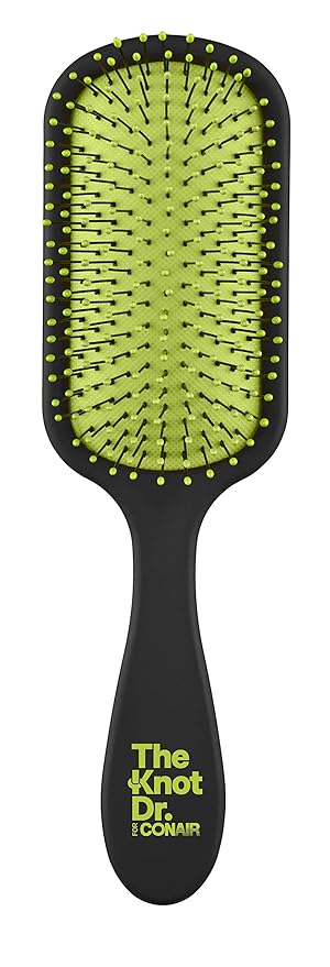 Conair The Knot Doctor for Premium Pro Detangling Brush for Wet or Dry Hair with Green Storage Case, Black