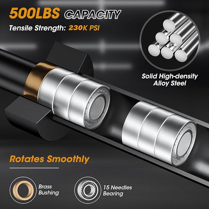 FEIERDUN Olympic Barbell EZ Curl Bar 47in/4ft/5ft/6ft/7ft for Weightlifting 2 inch 2 Spring