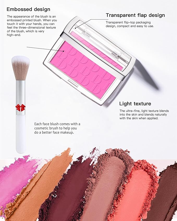 Powder Blush Palette, Matte Powder Makeup Blush for Enhancing -#Mahogany