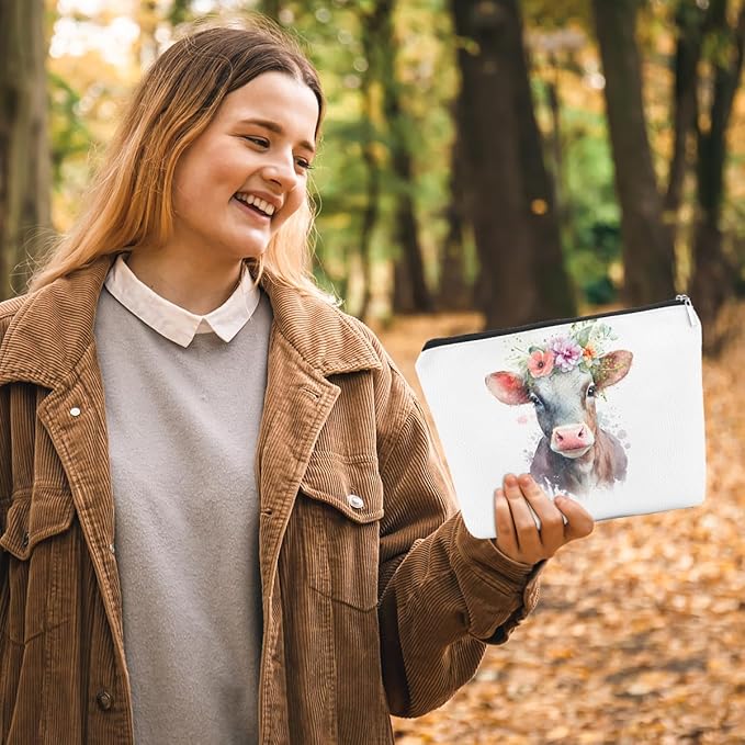 Floral farm animals cosmetic bag