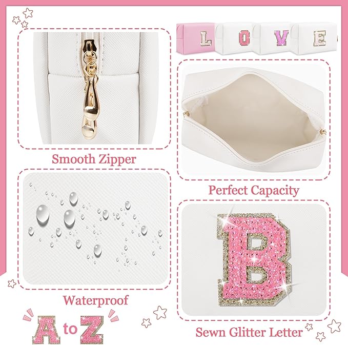 Personalized initial letter makeup bag,