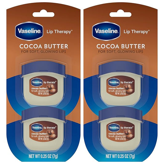 Vaseline Lip Therapy Cocoa Butter 4-Pack – Mini Lip Balms for Soft, Glowing Lips, 0.25 Oz Ea