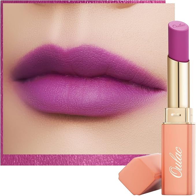 Oulac Violet Soft Matte Lipstick| Lipstick & Blush Duo| Velvet Smooth Lip Stick| Highly Pigmented & Misty Texture| Full Coverage Lip Stains Enriched with Rose Oil| Vegan & Clean Beauty| Y11