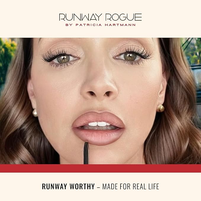Runway Rogue Designer Liner Lip Pencil, Matte Cool Berry-Rose Lip Liner Pencil and Lip Liner Sharpener, ‘Camera Ready’