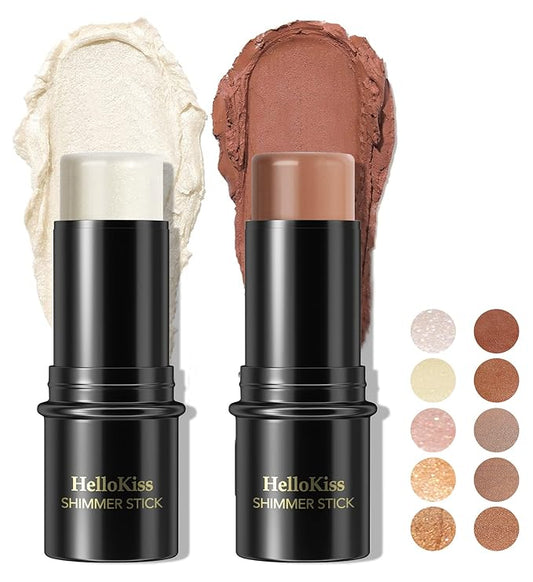 POPMISOLER 2 pcs Makeup Highlighter Stick & Cream Foundation Stick