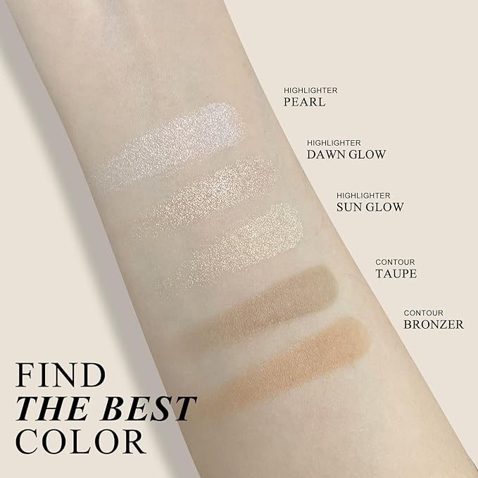 KYDA Face Sculpting Contour Palette, Natural Shimmer Smooth Contour Makeup-BRONZER