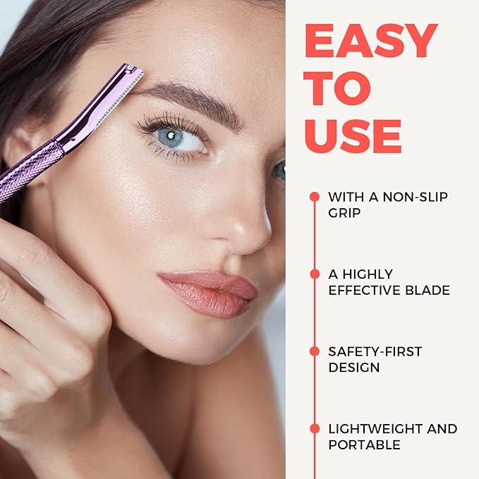 ZOMCHI Eyebrow Razor, Face Razors for Women&Men, Eyebrow Trimmer Shaper with Precision Cover, Facial Shaver with 6 Blades (Purple)