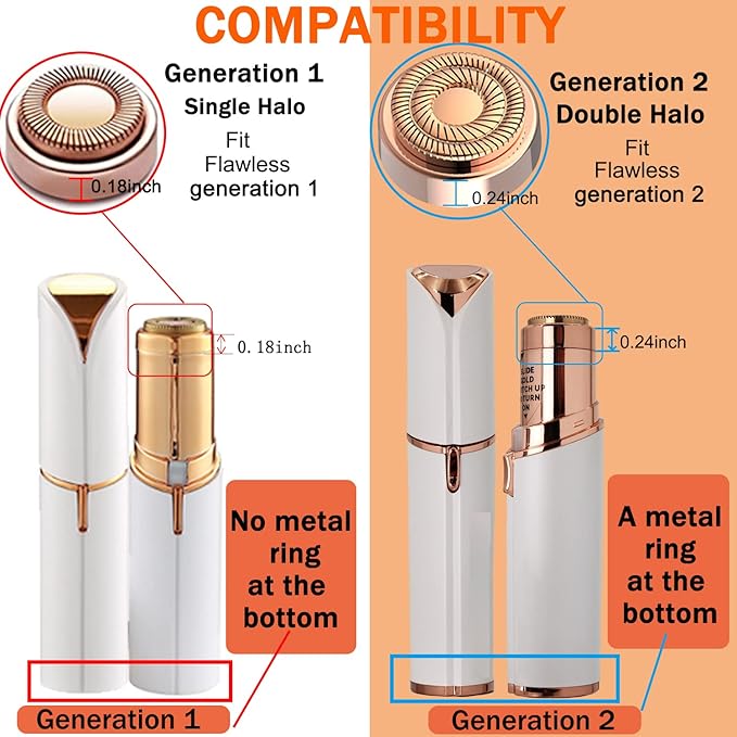 Facial Hair Remover Replacement Heads: Compatible with Finishing Touch Flawless Facial Hair Removal Tool for Women As Seen On TV 18K Gold-Plated Rose Gold (Generation 1 Single Halo)