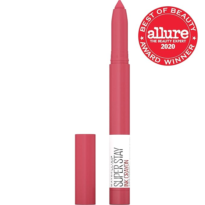 Maybelline Super Stay Ink Crayon Lipstick Makeup, Precision Tip Matte Lip Crayon with Built-in Sharpener, Longwear Up To 8Hrs, Change Is Good, Rose Pink, 1 Count