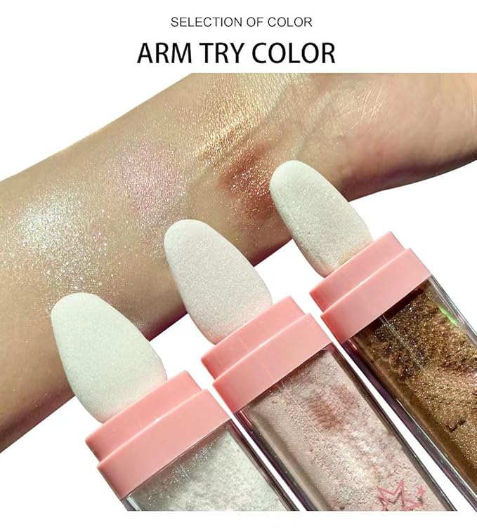 Glitter Powder Highlighter Makeup, Body Brightens the Natural Fairy Pink)