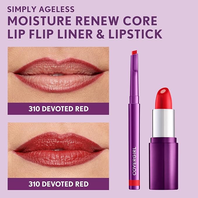 COVERGIRL Simply Ageless Lip Flip Liner, Devoted Red, Pack of 1