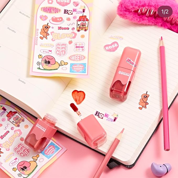 Glow Bokki Glossy Lip Tint, Korean Beauty (GB05 Carbo Rosé, 4.1 grams)