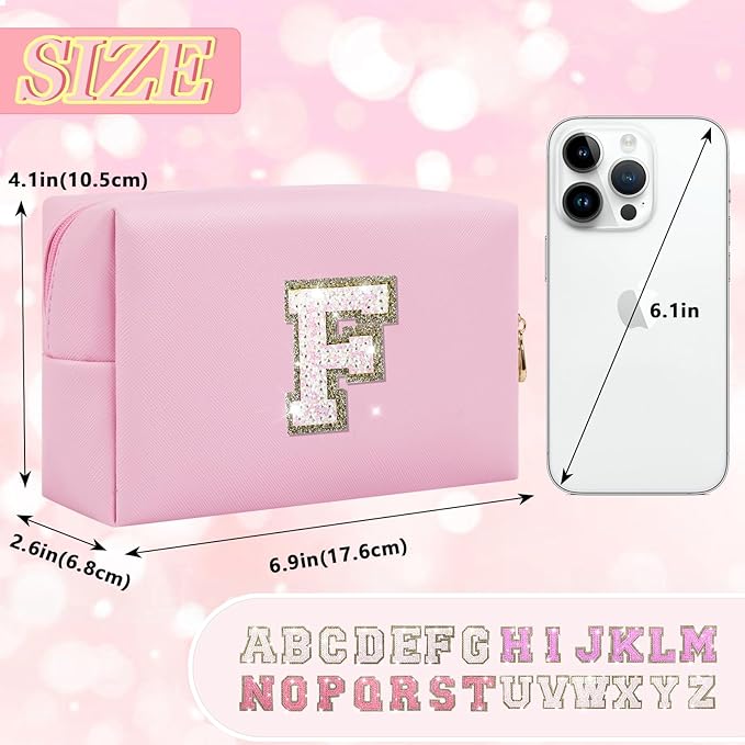 Personalized initial letter makeup bag,