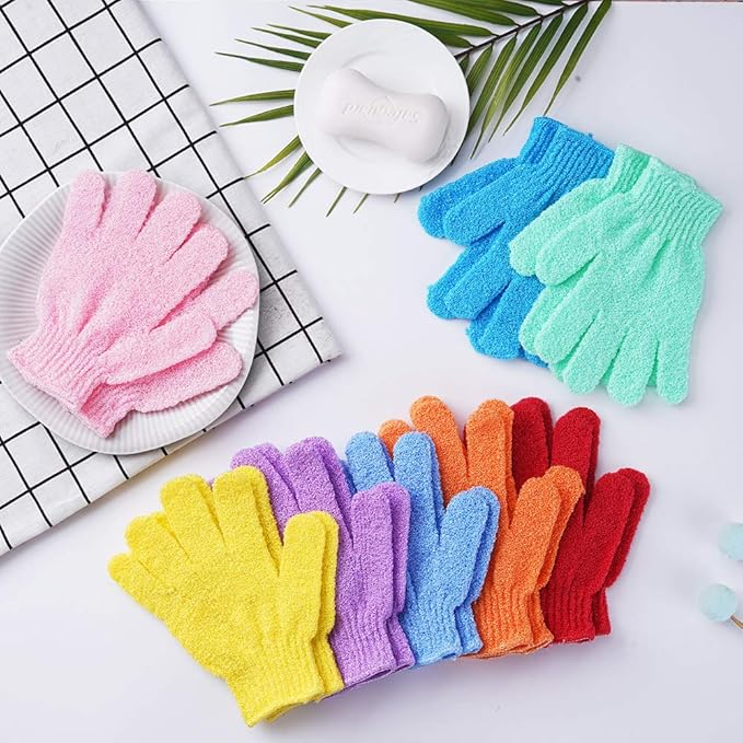 16 pcs exfoliating shower gloves,double