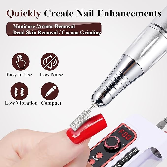 Rechargeable 35000rpm electric nail drill