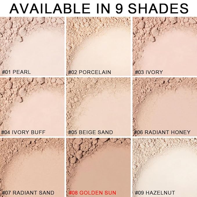 Kaely Oil Free Powder Foundation Waterproof,Face Pressed Powder Natural Finish,08