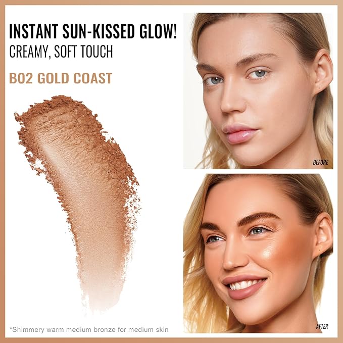 Oulac Shimmer Bronzer Powder Face Makeup with Mirror Cruelty-Free B02