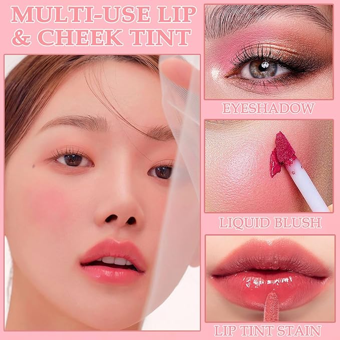 6 Colors Peach Lip Tint Stain Set, Matte Lip
