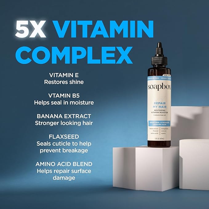 Soapbox Repairing Hair Treatment with Vitamin E, B5, Banana Extract, Flaxseed & Amino Acids - 5oz, Vegan, Paraben & Cruelty-Free Hair Booster