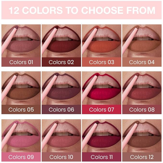 evpct Dark Wine Red Matte Creamy Retractable Lip Liner Pencils for Women Shaping & Sculpting Lips, Long Lasting Waterproof Rich Lip Colors Liner Crayon Lipstick Pencils delineador de labios 02