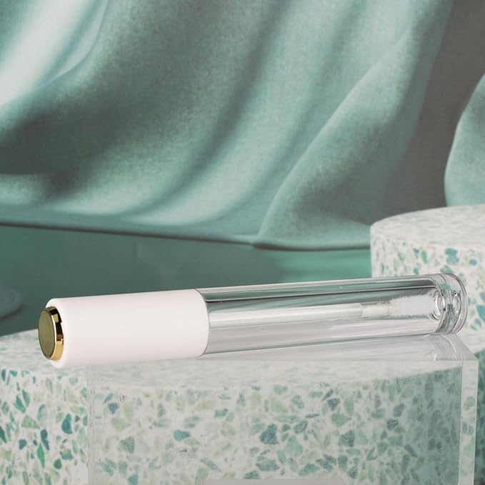 COSIDEA 10pcs Empty Round 4ml 0.13oz lip gloss tubes with soft silicon tip wand Gold white lid Lipgloss tube containers for lip oil packing