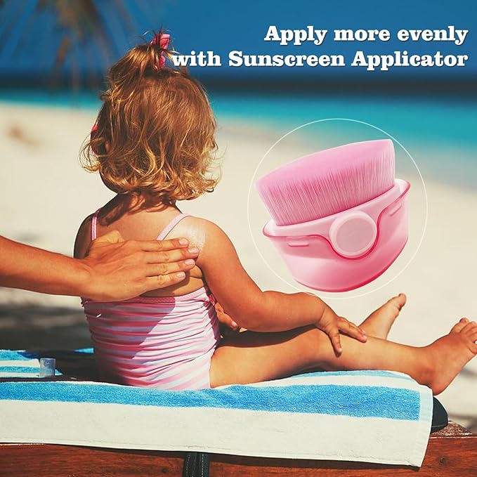 3 Pack Sunscreen Brush Applicator for Kids, Baby Sunblock Applicator with Protective Case, Sunscreen Applicator for kids, Adults, Child-Safe for Face and Body (3 pcs)