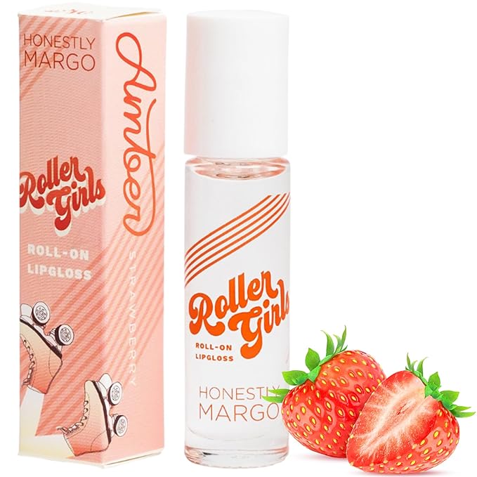 Roller Girl Roll-On Lip Gloss (Strawberry Amber, 2 Pack) – Lip Gloss for Women with Hydrating Vitamin E & Moisturizing Shine, Refreshingly Lightweight Your Lip Stain, Non Stick Gloss