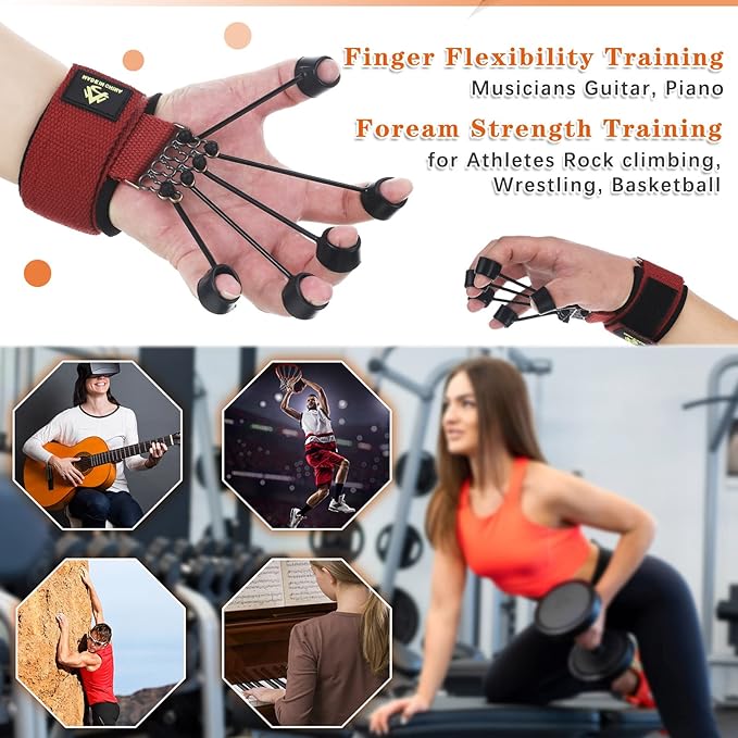 Finger Exerciser Finger Stretcher Finger Resistance Band Guitar 60 LB)