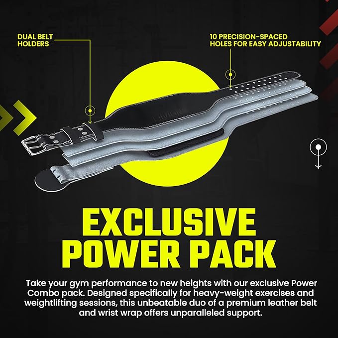 Genuine Leather Weight Lifting Belt With Free Wrist 6 Inch