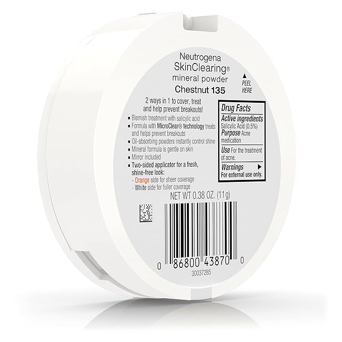 Neutrogena SkinClearing Mineral Acne-Concealing Pressed Powder Compact, Shine-Free 38 oz