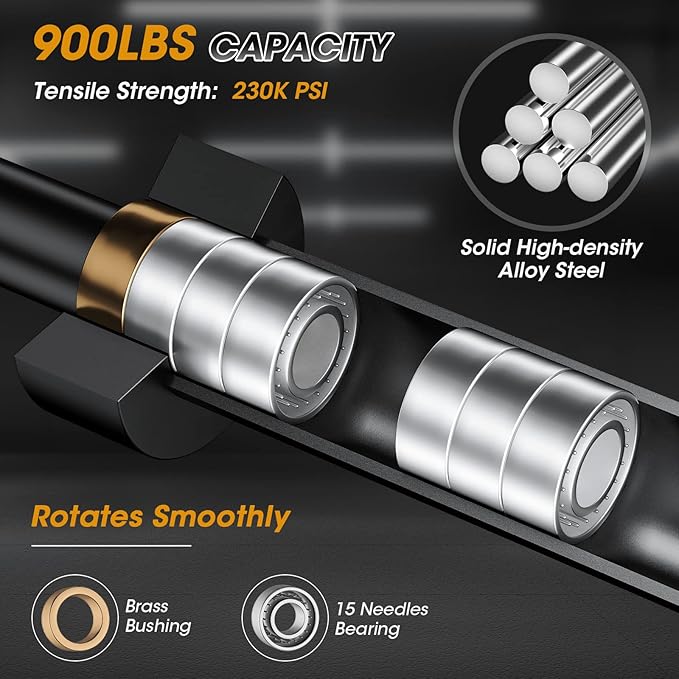 FEIERDUN Olympic Barbell EZ Curl Bar 47in/4ft/5ft/6ft/7ft for Weightlifting 2 inch 2 Spring