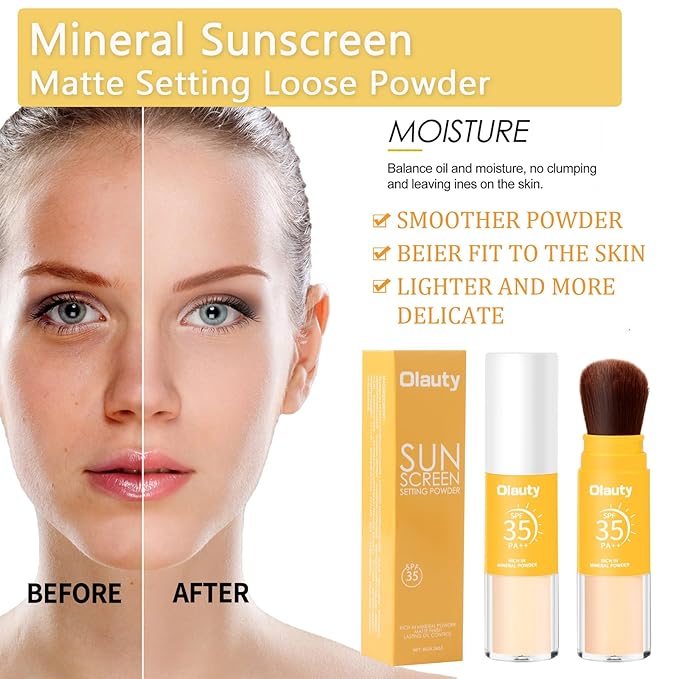 Mineral Sunscreen Setting Powder, SPF 35, Translucent Brush