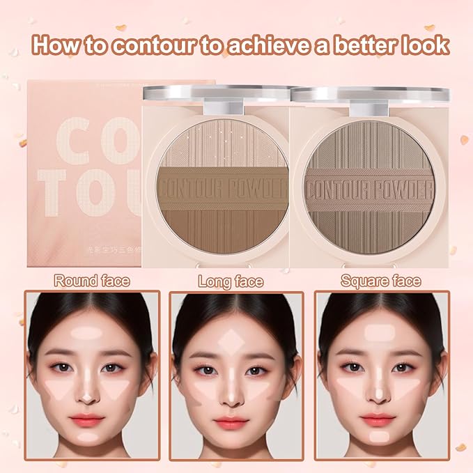 Contour Powder Makeup Palette Matte Shimmer Face Sculpting Warm Brown