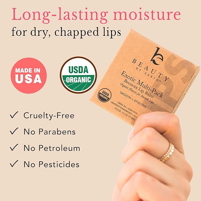 Organic Lip Balm Multi Flavor - 4 Pack Lip Care