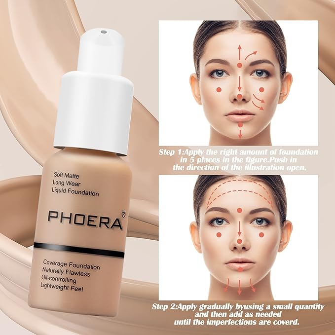 PHOERA Foundation Makeup Naturally Liquid Foundation Full Coverage