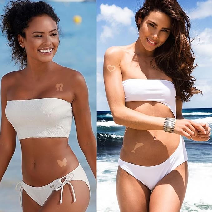 210 Pieces Tanning Stickers Sunbathing Tattoo Body Sticker Self Adhesive for Indoor Tanning Beds Heart Butterfly Lips Shaped