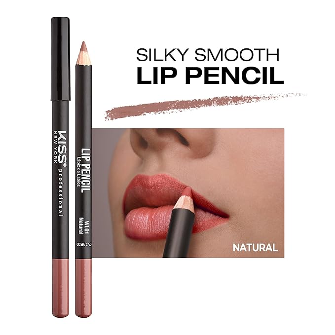 Professional Slim Lip Pencil, Creamy Soft Lip Liner, Smooth Long-Lasting Rich Lip Color, Natural Lip Makeup, Water-Resistant Lip Crayon (Natural)