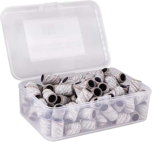 PANA 100 Pieces Large Nail Sanding Bands Professional Nail Manicure Great Fit for Nail Drill Bits for Acrylic Nails (100 Grit, Zebra)