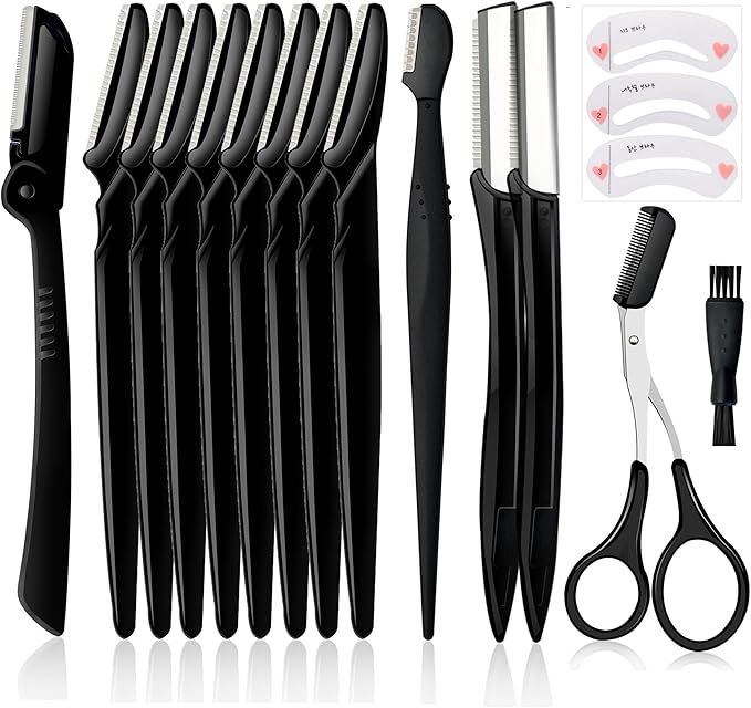 Eyebrow Razor Pack, Multipurpose Dermaplaning Face Razors for Women Facial Hair Removal/Exfoliating/Eyebrow Face Shavers/Peachfuzz, Bulk Straight Eyebrow Trimmers for Women