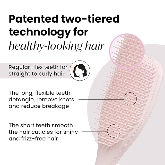 Tangle Teezer Plant-Based Ultimate Detangler Brush, Dry & Wet Hair Brush, Eliminates Knots & Reduces Breakage for All Hair Types, Marshmallow Pink